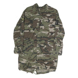 AMISU Mens Green Camouflage Military Jacket M Polyester Zip Pockets Casual