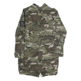 AMISU Mens Green Camouflage Military Jacket M Polyester Zip Pockets Casual