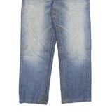 TRUE RELIGION Mens Blue Regular Straight Denim W32 L28 Zip Cotton Blend Jeans