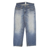 TRUE RELIGION Mens Blue Regular Straight Denim W32 L28 Zip Cotton Blend Jeans