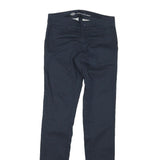 DICKIES Womens Cotton Blend Navy Slim Straight Trousers W26 L31 Workwear