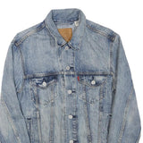 LEVI'S Mens Blue Denim Jacket S Cotton Blend Button Closure Classic Fit Casual