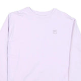FILA Womens White Cotton Blend Crew Neck L Sweatshirt Minimal Logo Casual