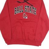 STADIUM Mens Red Ball State Hooded L Cotton Sweatshirt Pullover