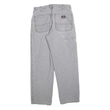 DICKIES Mens Regular Fit Grey Cotton Blend Denim Jeans W32 L30 Workwear Zip