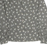 BRECKENRIDGE Womens Grey Printed Blouse Long Sleeve Collared M Elegant Design