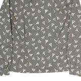 BRECKENRIDGE Womens Grey Printed Blouse Long Sleeve Collared M Elegant Design