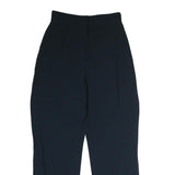 LANVIN Womens Cotton Navy Regular Straight Trousers W25 L25 Elegant Zip Closure