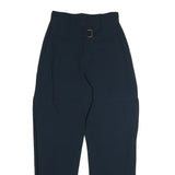 LANVIN Womens Cotton Navy Regular Straight Trousers W25 L25 Elegant Zip Closure