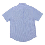 U.S. POLO ASSN Mens Blue & White Striped Shirt XL Cotton Blend Short Sleeve