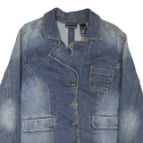 DKNY Womens Blue Denim Jacket XL Cotton Blend Button Denim Classic Casual
