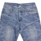 YFK Mens Denim Blue Casual Shorts M W32 Urban Vibes Embroidery