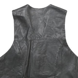 Mens Black Leather Button Jacket XL Plain Sleeveless Waistcoat Stylish