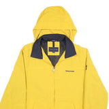 TOMMY HILFIGER Mens Yellow Hooded Jacket M Nylon Plain Zip Hooded Casual