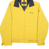 TOMMY HILFIGER Mens Yellow Hooded Jacket M Nylon Plain Zip Hooded Casual