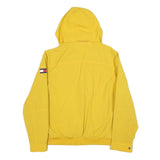 TOMMY HILFIGER Mens Yellow Hooded Jacket M Nylon Plain Zip Hooded Casual