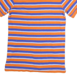 CHAPS Mens Orange & Blue Striped Short Sleeve Polo Shirt S Cotton Casual