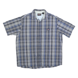 DICKIES Mens Blue & White Check Shirt L Cotton Casual Button Up Workwear