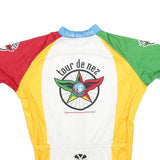 VOLER Mens White Yellow Red & Green Tour De Nez Graphic Cycling T-Shirt L Short