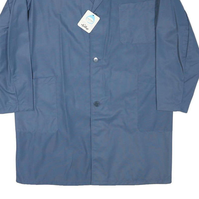 SPILAY Mens Blue Classic Jacket L Polyester Blend Button Plain