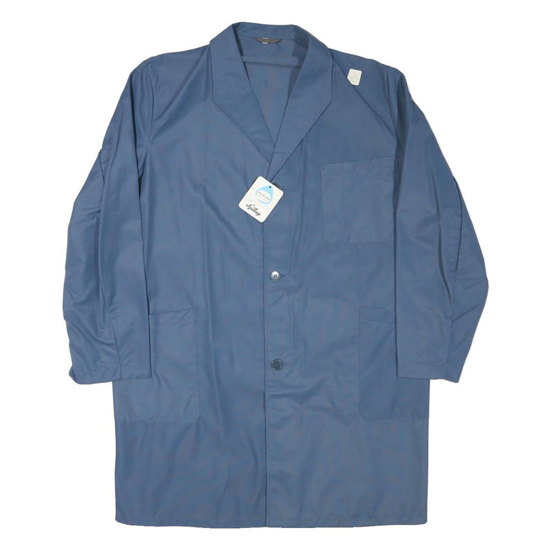 SPILAY Mens Blue Classic Jacket L Polyester Blend Button Plain