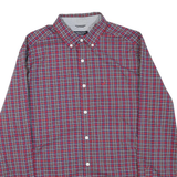 NAUTICA Mens Red Blue Check Shirt L Button-Down Collar Long Sleeve Casual