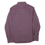 NAUTICA Mens Red Blue Check Shirt L Button-Down Collar Long Sleeve Casual