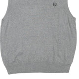CHAPS Mens Grey Plain Cotton Blend Jumper V-Neck Basic Knit L Sleeveless Vest