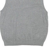 CHAPS Mens Grey Plain Cotton Blend Jumper V-Neck Basic Knit L Sleeveless Vest