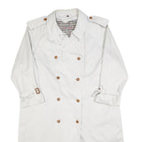 Womens White Cotton Button Jacket L Plain Classic Long Sleeve Casual Outerwear