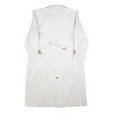 Womens White Cotton Button Jacket L Plain Classic Long Sleeve Casual Outerwear