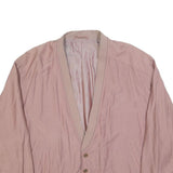Mens Pink Button Jacket L Polyester Blend Plain Casual Lightweight