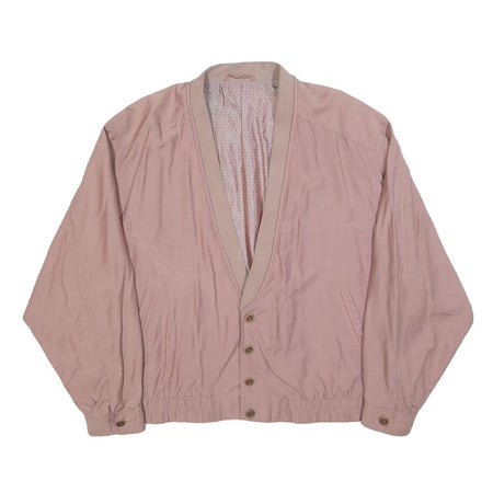 Mens Pink Button Jacket L Polyester Blend Plain Casual Lightweight