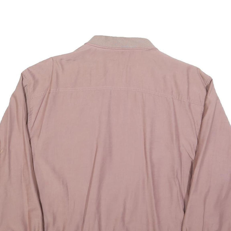 Mens Pink Button Jacket L Polyester Blend Plain Casual Lightweight