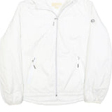MICHAEL KORS Womens White Hooded Jacket L Polyester Blend Zip Plain Lightweight