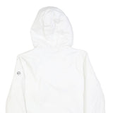 MICHAEL KORS Womens White Hooded Jacket L Polyester Blend Zip Plain Lightweight