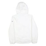 MICHAEL KORS Womens White Hooded Jacket L Polyester Blend Zip Plain Lightweight