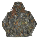 Mens Brown Camouflage Outdoor Jacket XL Polyester Blend Zip Hooded Rocky