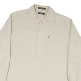NAUTICA Mens Beige Cotton Blend Shirt L Classic Long Sleeve Button Shirt
