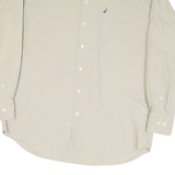 NAUTICA Mens Beige Cotton Blend Shirt L Classic Long Sleeve Button Shirt