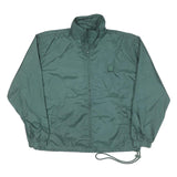 LAL Mens Green Nylon Jacket S Plain Zip Closure Lightweight Casual