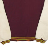 BENETTON Mens Burgundy & Cream Wool Varsity Button Jacket L Wool Blend Retro