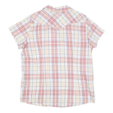 WRANGLER Womens Pink & Cream Check Shirt L Western Style Short Sleeve Summer Top