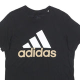 ADIDAS Mens Black Cotton Blend Logo Graphic T-Shirt L Crew Neck Short Sleeve