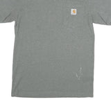 CARHARTT Mens Grey & Beige Logo Pocket T-Shirt S Short Sleeve Crew Neck Cotton