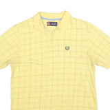 CHAPS Mens Yellow Checked Polo Shirt M Cotton Blend Classic Fit Casual