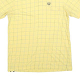 CHAPS Mens Yellow Checked Polo Shirt M Cotton Blend Classic Fit Casual