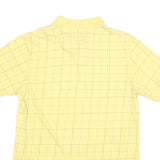 CHAPS Mens Yellow Checked Polo Shirt M Cotton Blend Classic Fit Casual