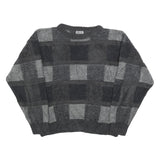 D'AVILA Womens Grey Patterned Jumper Crew Neck Basic Knit L Acrylic Casual