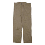 Mens Relaxed Fit Beige Cotton Blend Trousers W36 L31 Zip Closure Casual Workwear